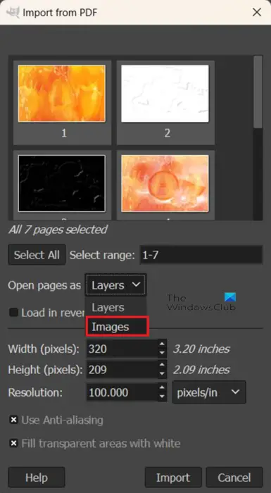   Sådan eksporterer du en PDF fra GIMP - Importer fra PDF - Billeder