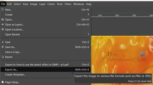   Как да експортирате PDF от GIMP - Експортиране на файл
