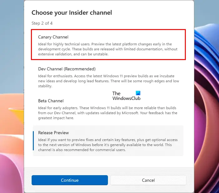  Tilmeld dig Windows Insider Canary Channel