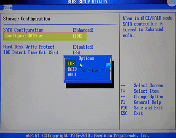 Muutke BIOS-is SATA konfiguratsiooni