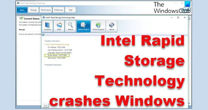 La technologie Intel Rapid Storage provoque le plantage de l'ordinateur