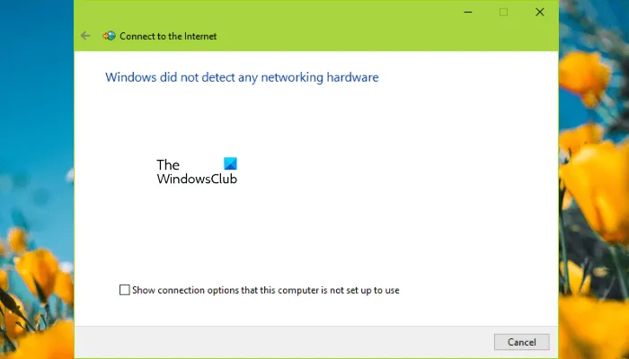 Windows tidak mendeteksi perangkat keras jaringan
