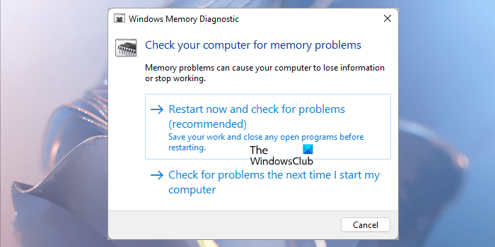 Palaidiet Windows atmiņas diagnostikas rīku