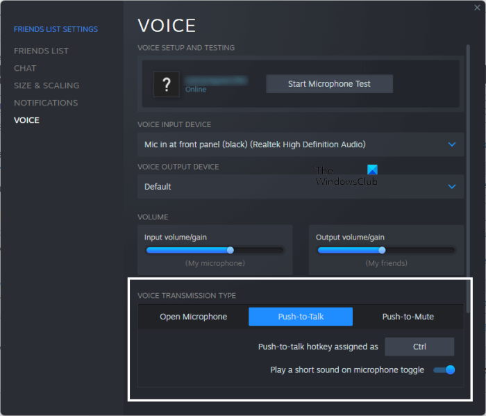 Mikrofontest på Steam