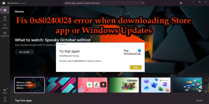 Opravte chybu 0x80240024 při stahování aplikace Store nebo aktualizací systému Windows
