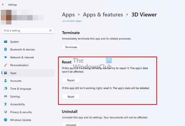 Zurücksetzen der Wiederherstellungs-Windows Store-App
