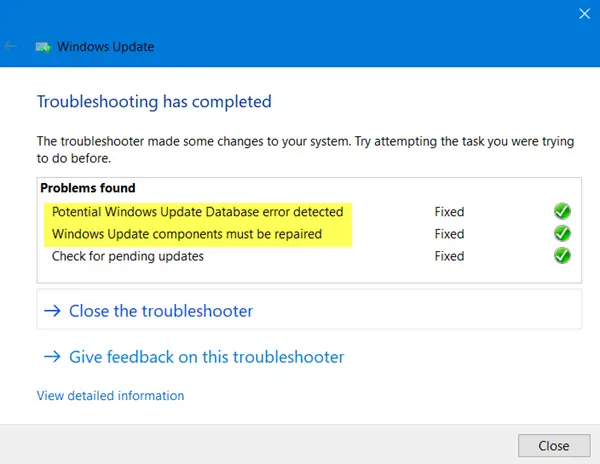   פותר הבעיות של Windows Update
