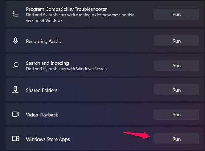 Kør Windows Store App Fejlfinding
