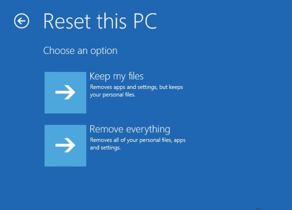 Restablecer Windows 10 sin usar la aplicación Configuración