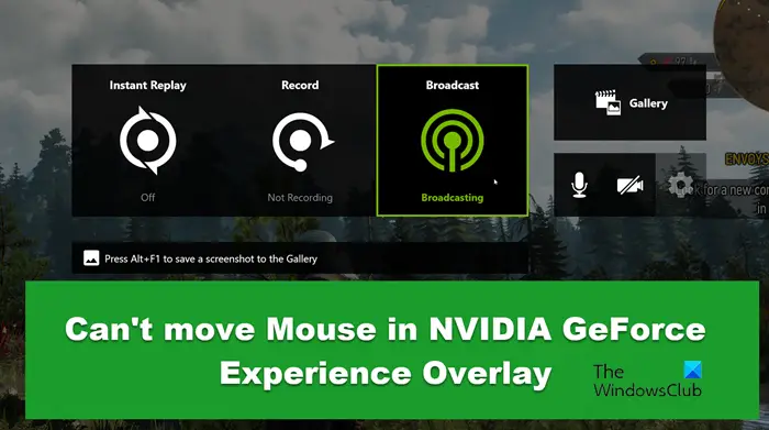 Impossible de déplacer la souris dans NVIDIA GeForce Experience Overlay