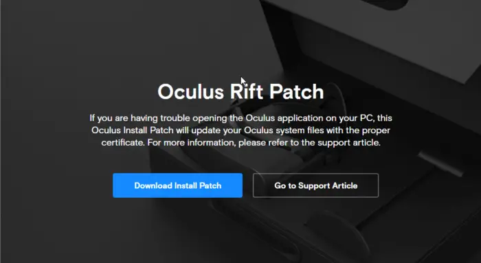   Download de Oculus Rift-patch