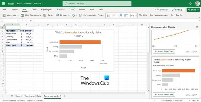   Microsoft Excel in linea
