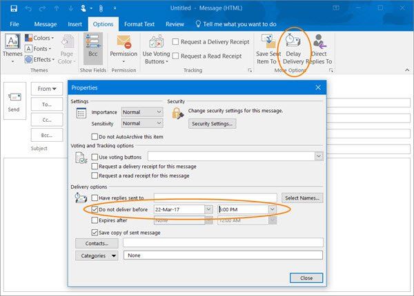 كيفية تأخير أو جدولة رسالة بريد إلكتروني في Microsoft Outlook