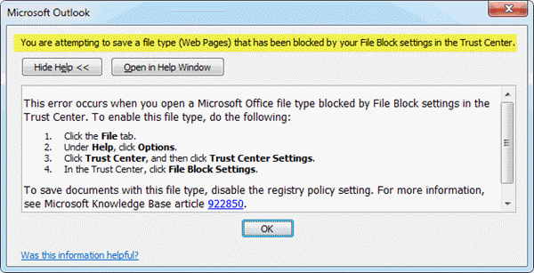 Опитвате се да запишете файл, който е блокиран от настройката на правилата на системния регистър