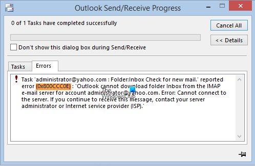 Cómo reparar el error de Outlook 0x800CCC0E en Windows 10
