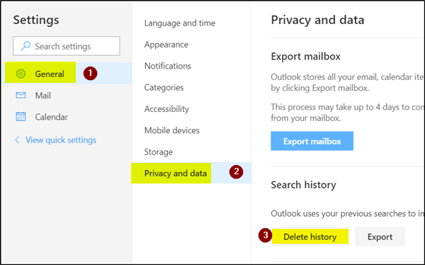 Comment supprimer l'historique de recherche d'Outlook.com