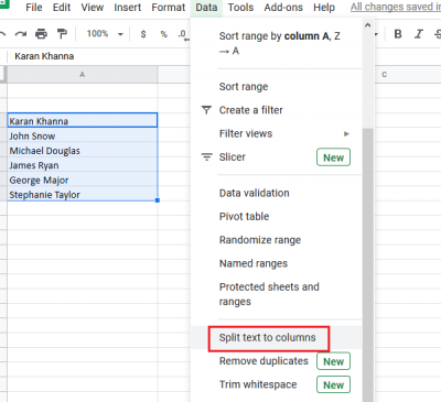 Hogyan lehet különválasztani a vezeték- és keresztnevet az Excelben