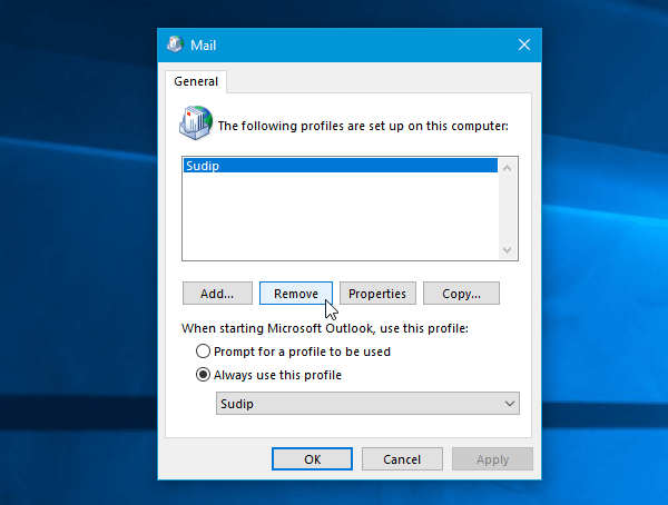 Outlook se ne more prijaviti, preverite, ali ste povezani v omrežje