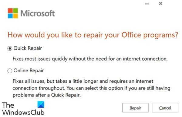 Réparer Microsoft 365 à l