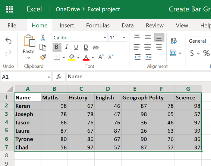 Kā izveidot joslu diagrammu programmā Excel