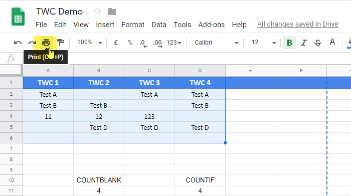 Comment imprimer les cellules sélectionnées dans Google Sheets et Excel