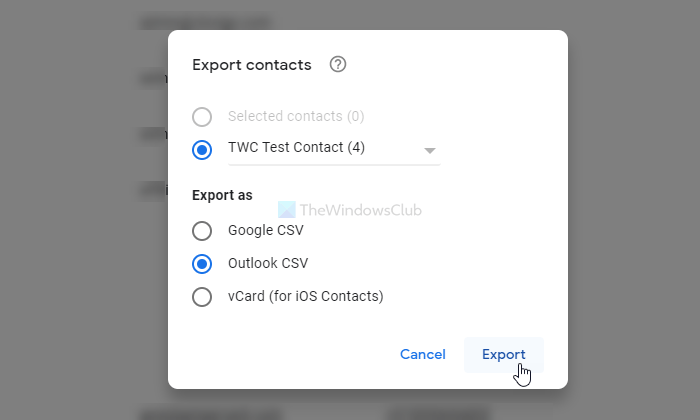 Gmaili kontaktide importimine Outlooki