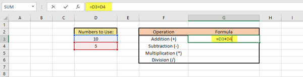 W innej tabeli możesz zobaczyć operacje, które należy wykonać, stosując odpowiednie formuły.