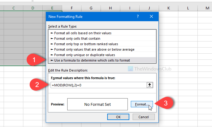 Sådan anvender du farve i alternative rækker eller kolonner i Excel