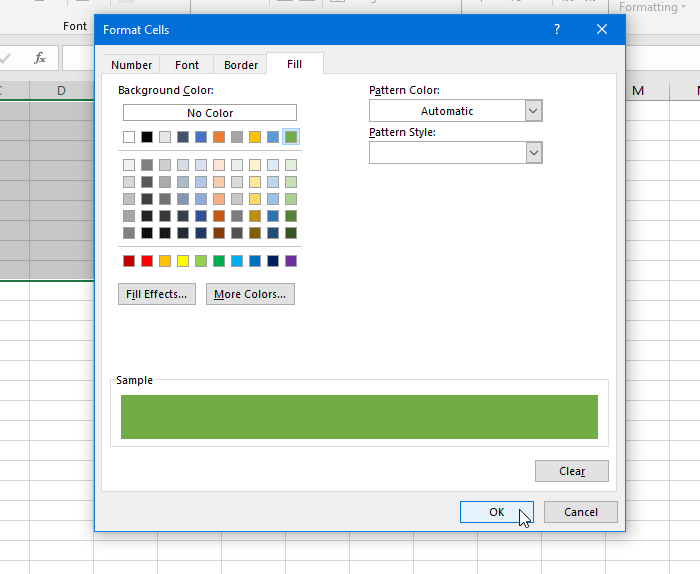 Excelで行の色を交互に