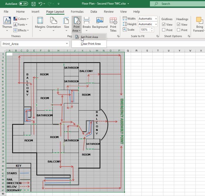 Opción de configuración del área de impresión en Microsoft Excel