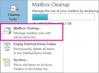 Vyčistěte poštovní schránku aplikace Outlook