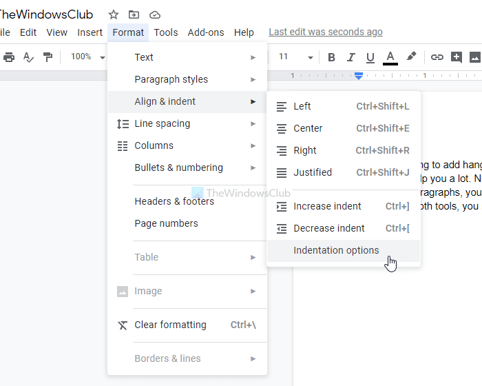 Kako dodati viseće udubljenje u programu Microsoft Word i Google Docs