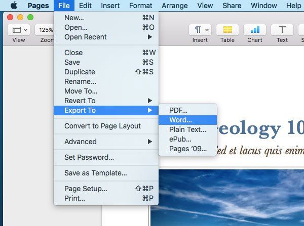 Converteix i obriu el fitxer Apple Mac Pages a Word a un ordinador amb Windows