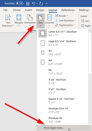 Microsoft Word'de Kağıt Boyutu nasıl değiştirilir