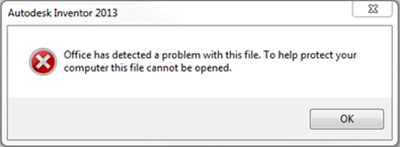 Microsoft Office a détecté un problème avec ce fichier