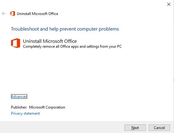 Microsoft Office की स्थापना रद्द करें