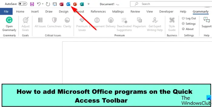 Comment ajouter des programmes Office à la barre d'outils Accès rapide