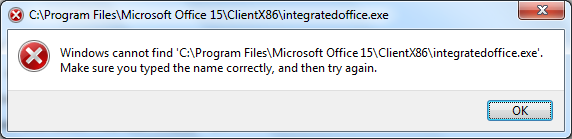 Windows ei leia Office'i installimisel viga IntegratedOffice.exe