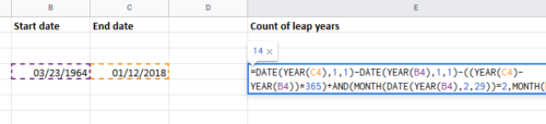 Comment calculer le nombre d'années bissextiles entre deux dates dans Excel