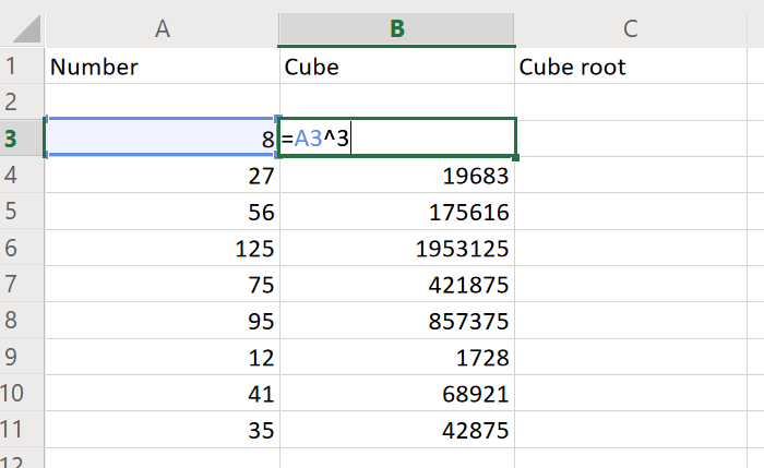 Comment trouver le cube et la racine de cube d'un nombre à l'aide d'Excel