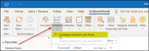 синхронизиране на контакти в Outlook и Gmail