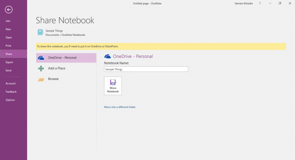 OneNote से OneDrive पर फ़ाइलें सिंक करें