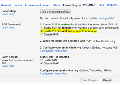 Configurazione di Microsoft Outlook per Gmail - Impostazioni manuali