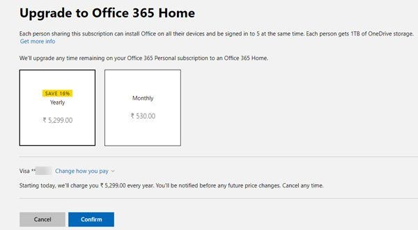 Com canviar el pla Office 365