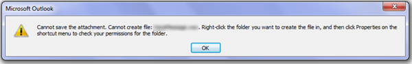 Microsoft Outlook で電子メールの添付ファイルを開いたり保存したりできません