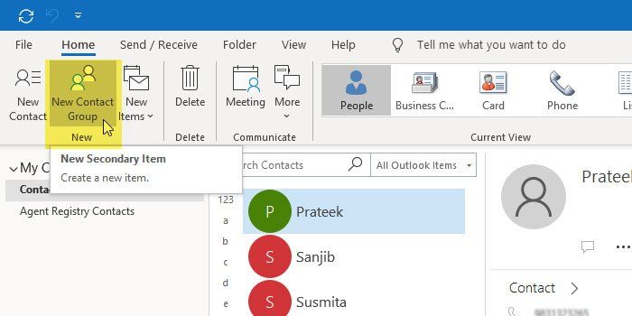 Créer un groupe de contacts dans Outlook pour Office 365