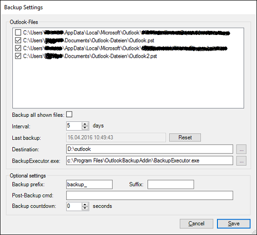 αυτόματη δημιουργία αντιγράφων ασφαλείας του αρχείου δεδομένων PST του Microsoft Outlook