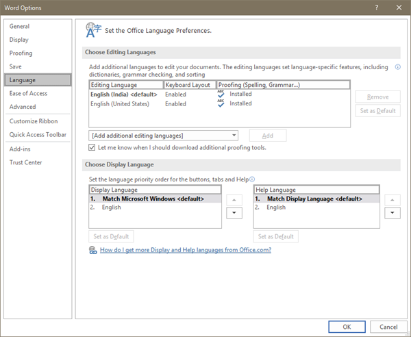 Microsoft Office में भाषा बदलें