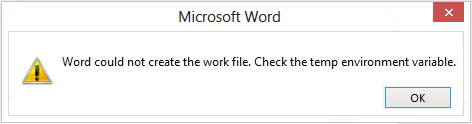 Word ne peut pas créer de fichier de travail. Vérifier l'erreur de la variable d'environnement Temp
