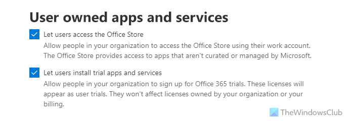   Microsoft 365 wurde so konfiguriert, dass der individuelle Erwerb von Office Store-Add-Ins verhindert wird